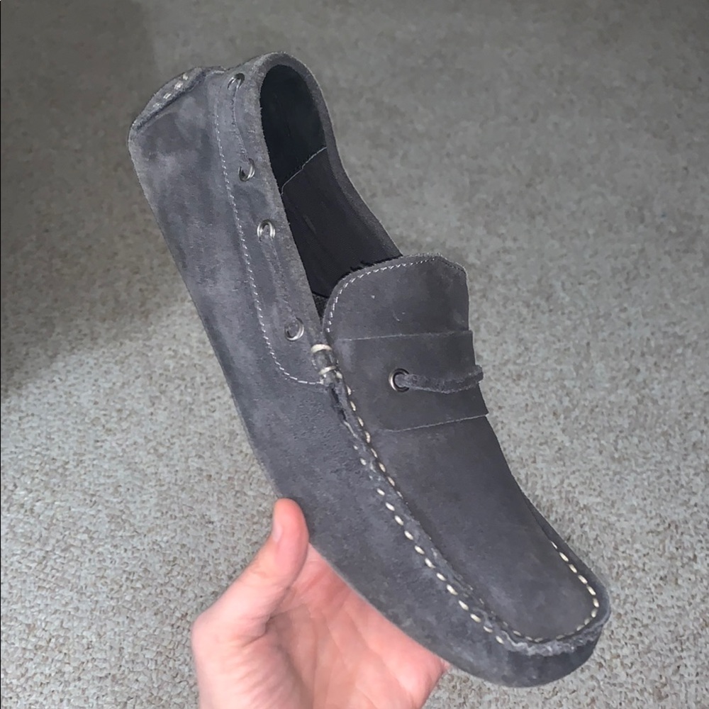 BED|STU Gray Loafers with Soft Suede and Moccasin Toe